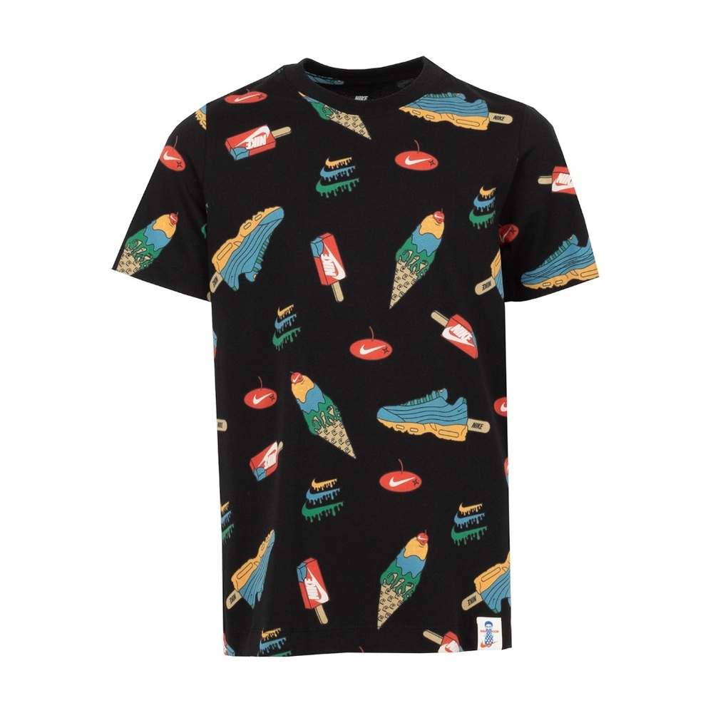 NWT Nike Big Kids Sportswear Ice Cream Print Cotton T-Shirt - Black